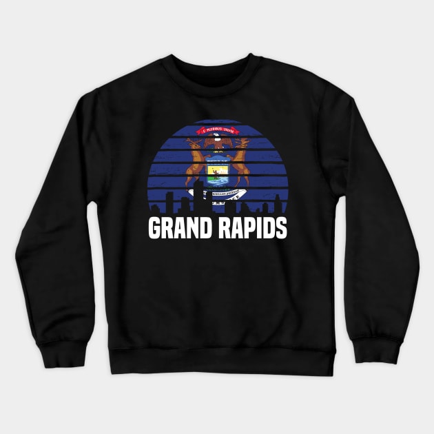 Grand Rapids Michigan MI Group City Silhouette Flag Crewneck Sweatshirt by jkshirts